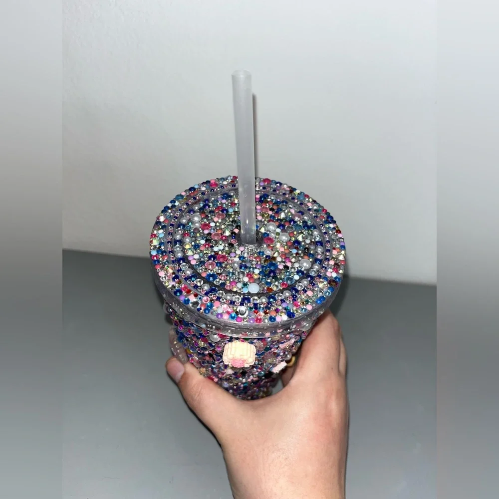 Bedazzled Shiny Bling Rhinestone Sweet Donuts Cake Lollipop Gems Multicolor Cup